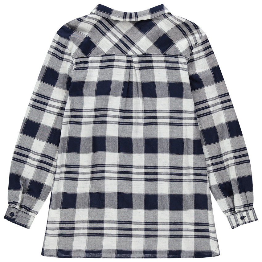 Junior - Tunique manches longues à carreaux avec noeud satiné 