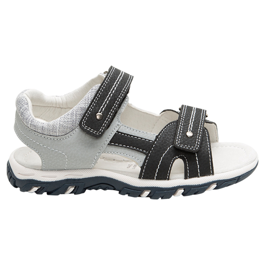 Nu-pieds bi-matière avec scratchs et semelle contrastée 