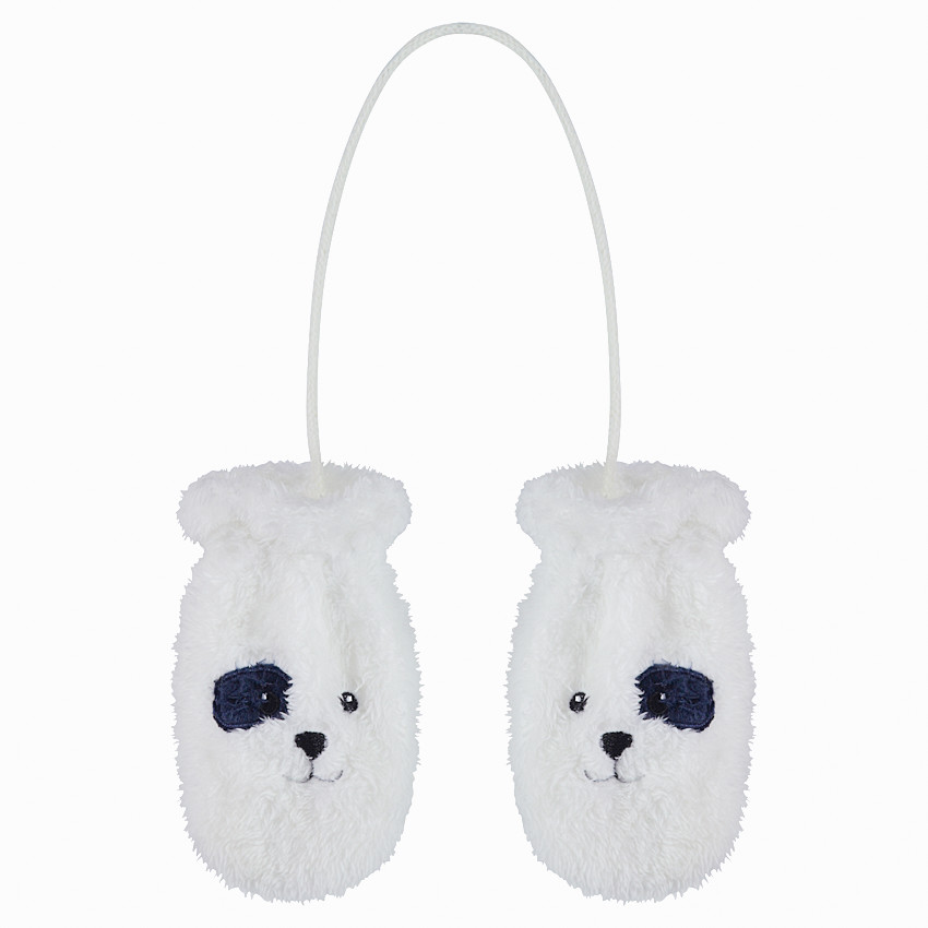 Moufles en sherpa avec animal fantaisie brodé 