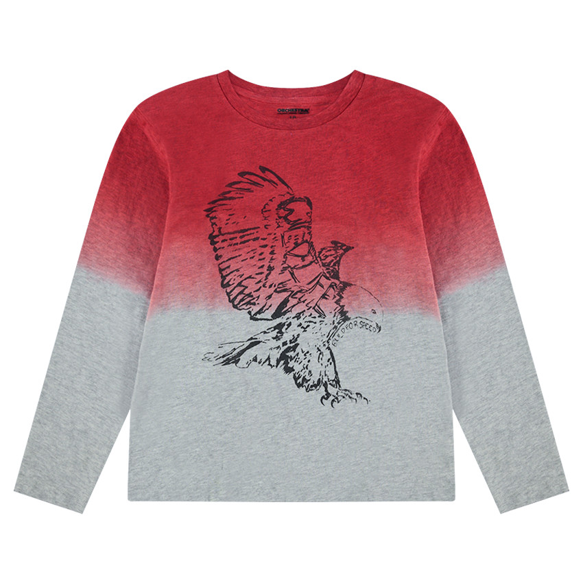 Junior - Tee-shirt manches longues en jersey effet tie and dye avec animal printé 