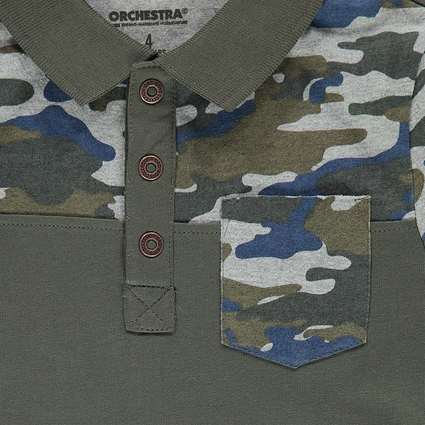 Polo effet 2 en 1 avec motif army et poche 