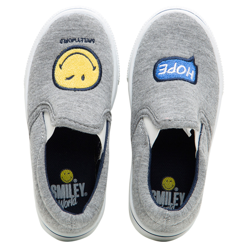 Baskets basses en toile avec élastiques et bulle brodée et SmileyWorld du 24 au 29 