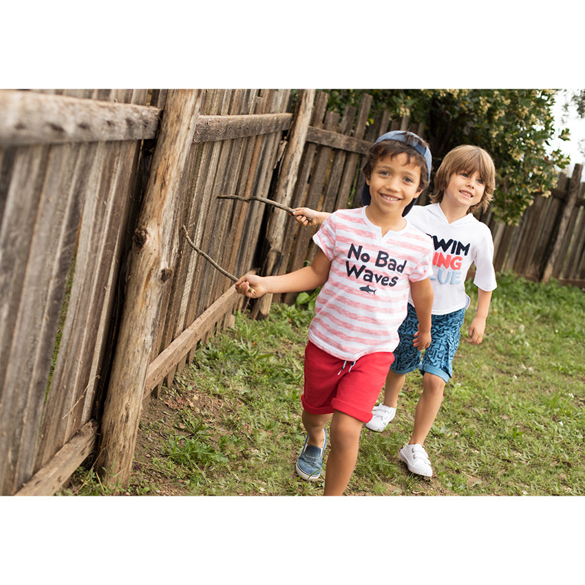 Tee-shirt manches courtes en jersey avec message brodé 