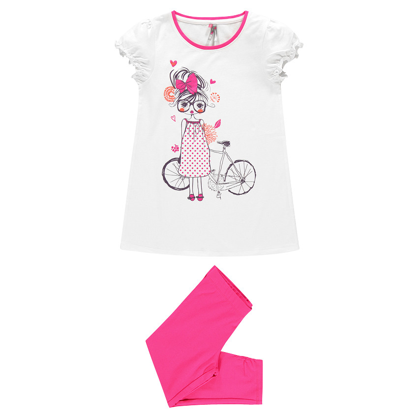 Pyjama manches courtes avec print fillette  