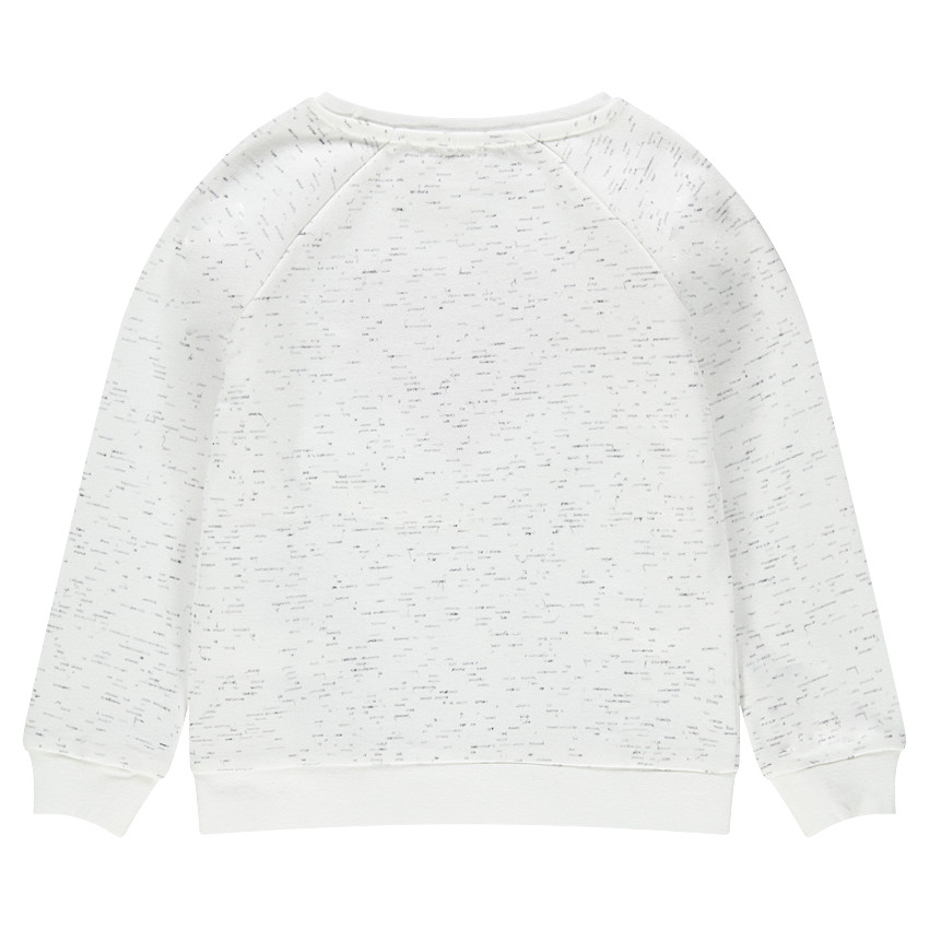 Sweat en molleton chiné avec coeur en bouclette et sequins argentés 