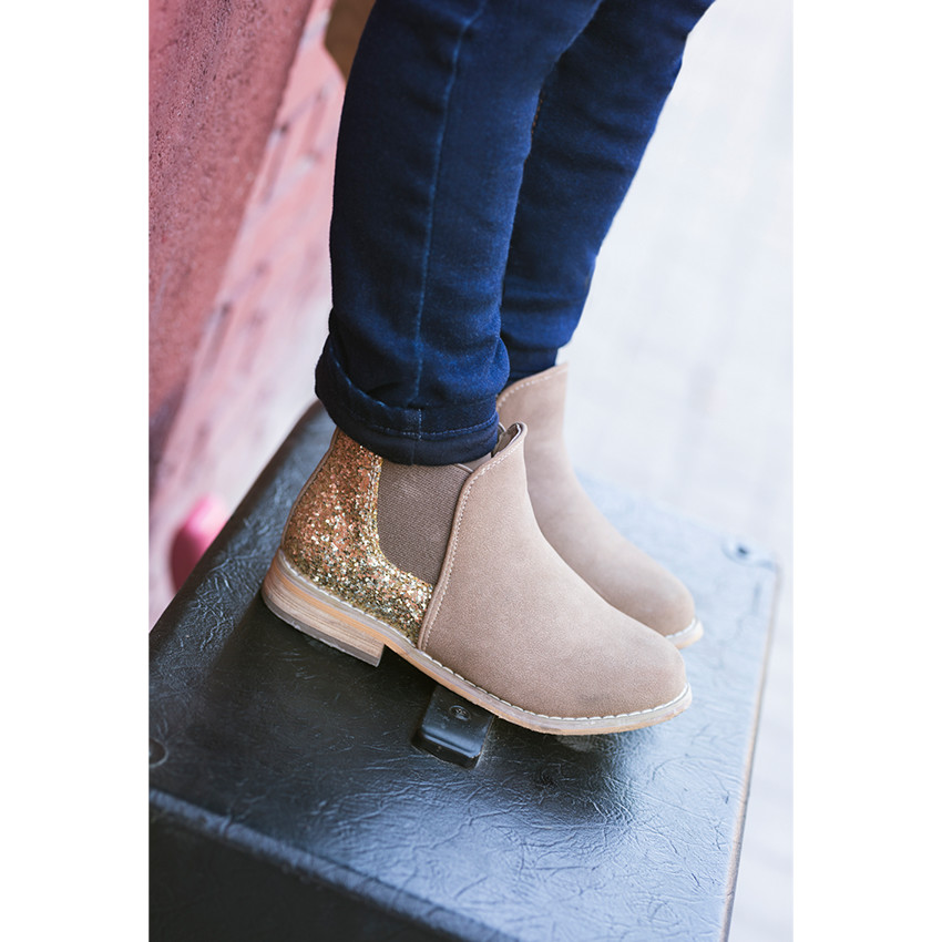 Bottillons effet cuir à paillettes 