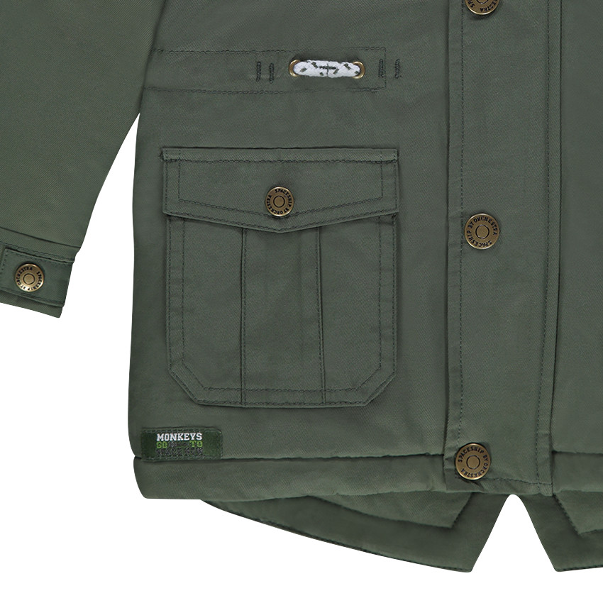 Parka en twill doublée sherpa avec capuche amovible 