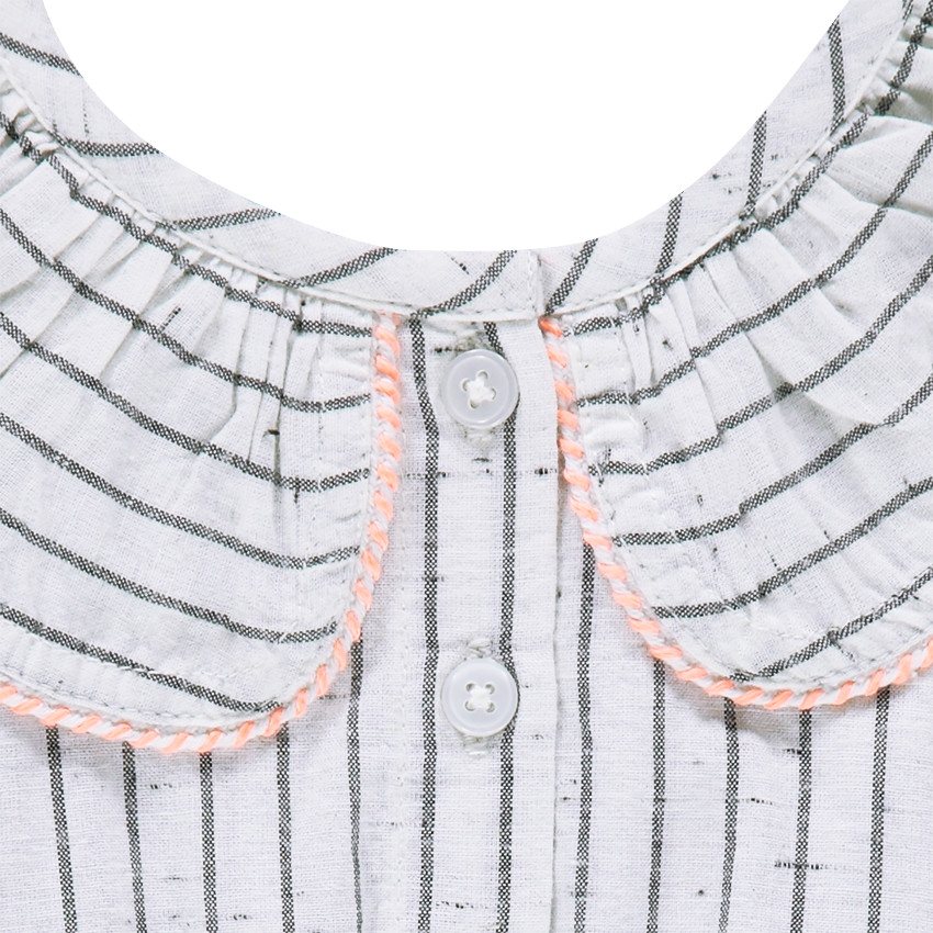 Combishort à rayures effet neps avec col volanté 