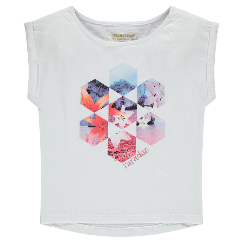 Tee-shirt manches courtes forme boîte print fantaisie 