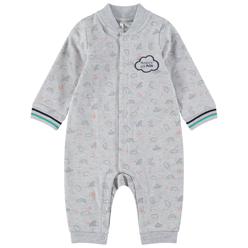 Combinaison en coton avec imprimé fantaisie all-over et nuage brodé 