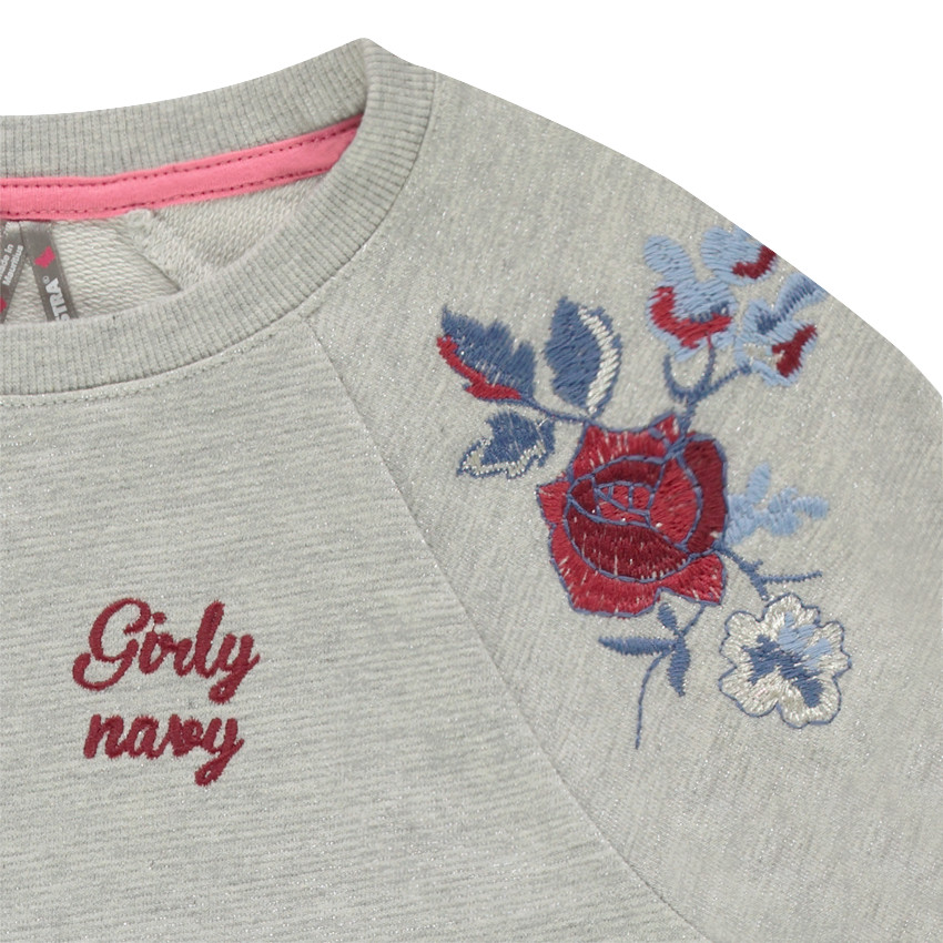 Junior - Sweat en molleton brillant léger avec fleurs brodées 