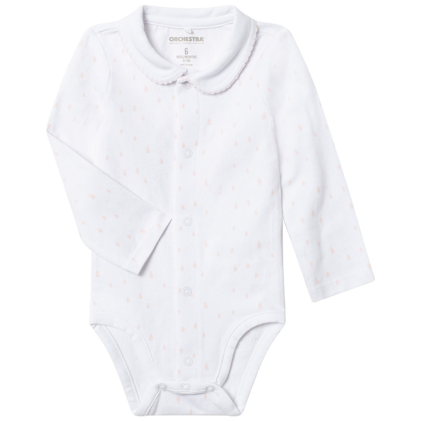 Body manches longues à pois roses all-over 