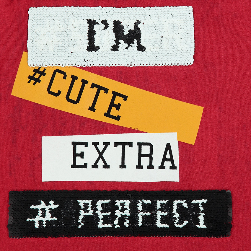 Tee-shirt manches longues en jersey avec motif et sequins magiques 