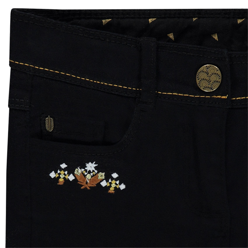 Pantalon en twill avec broderies florales 