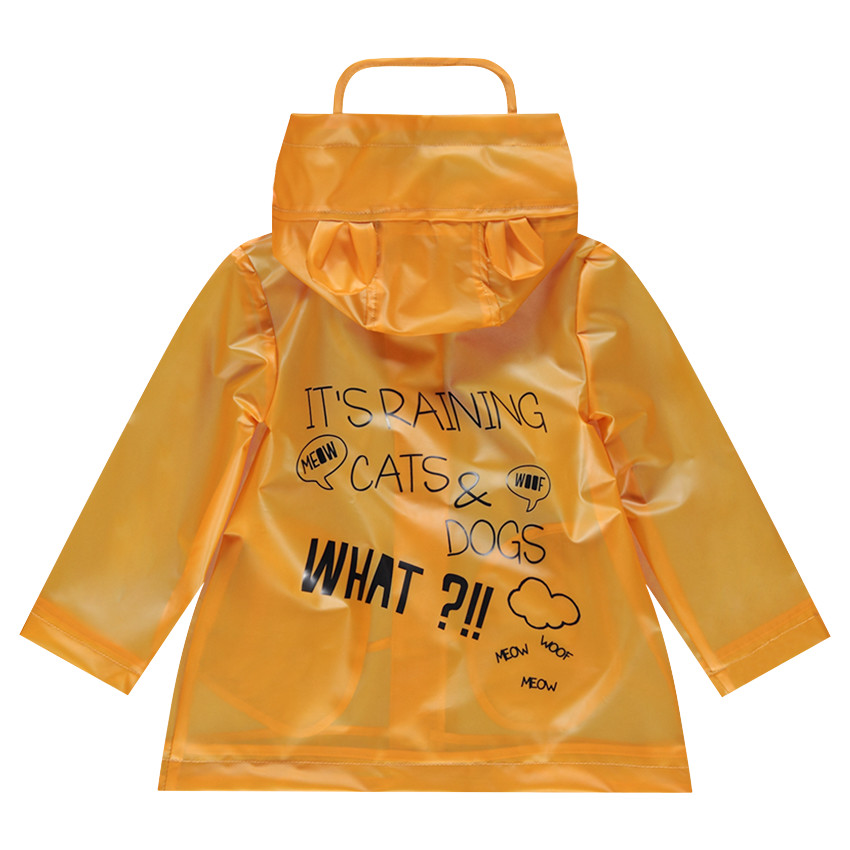 Coupe-vent à capuche jaune avec inscription au dos 