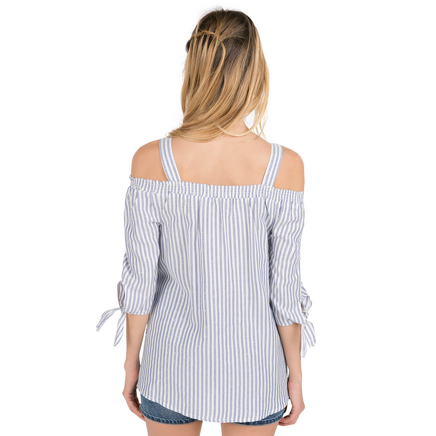 Top de grossesse rayé all-over avec épaules ajourées 