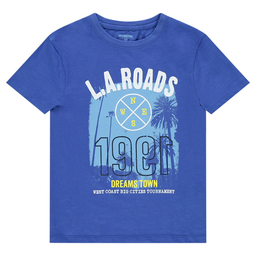 Junior - Tee-shirt manches courtes en jersey uni avec print fantaisie 