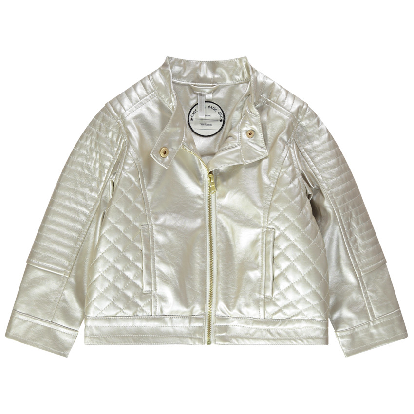 Perfecto en simili cuir argenté doublé sherpa 