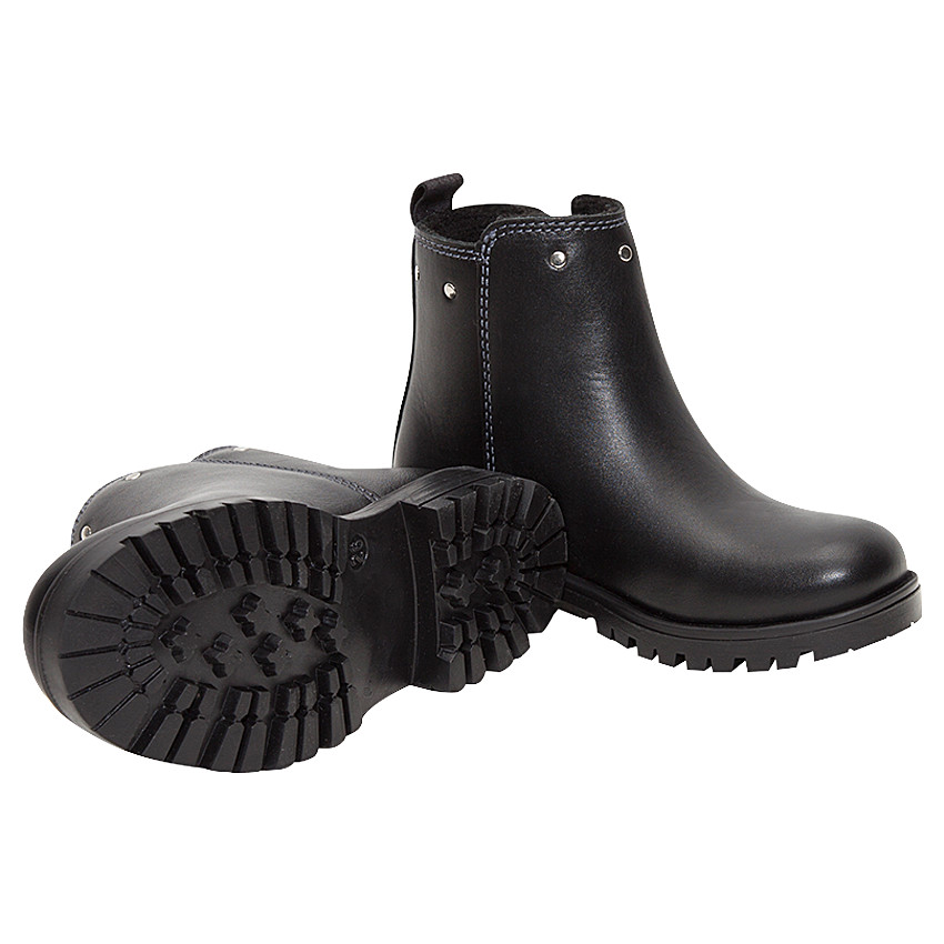 Bottillons en cuir avec zip et rivets 