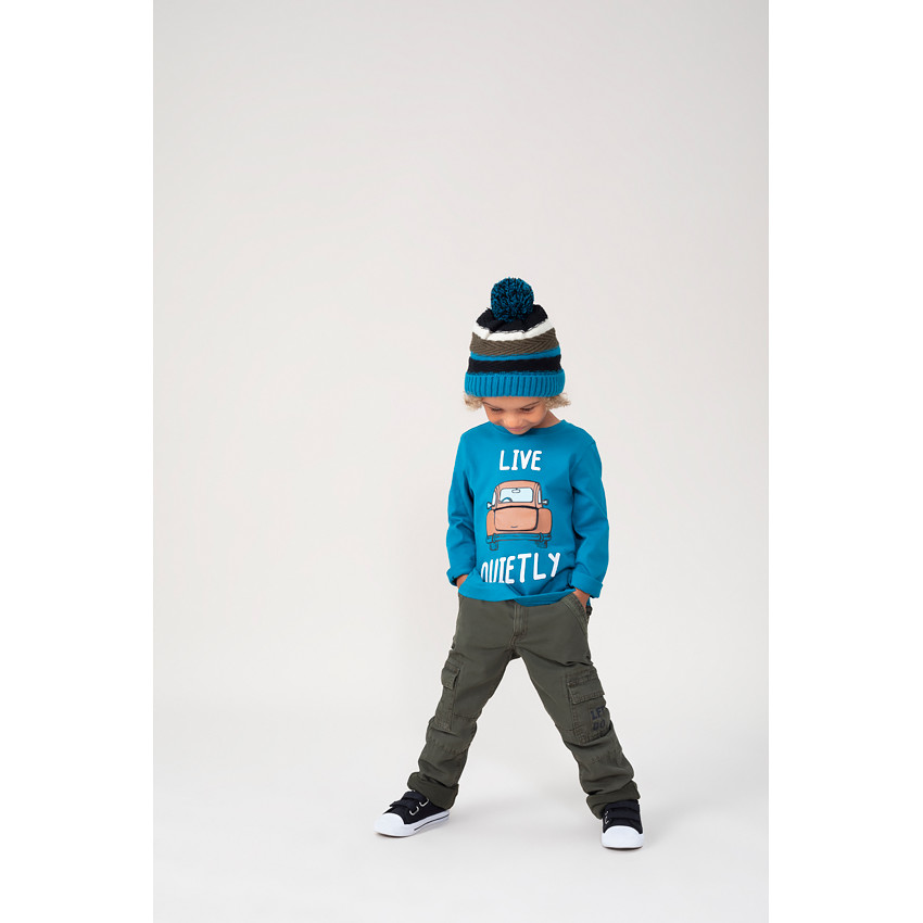 Tee-shirt manches longues en jersey avec voiture printée coffre fantaisie 