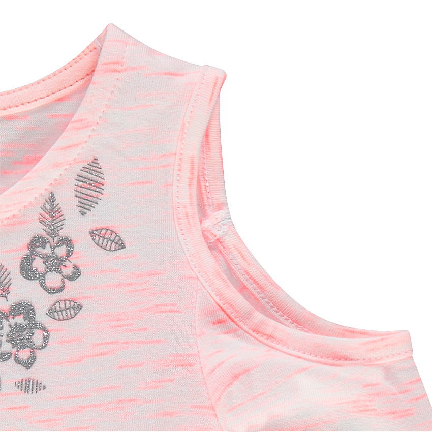 Tee-shirt manches 3/4 avec épaules ajourées et fleurs argentées 