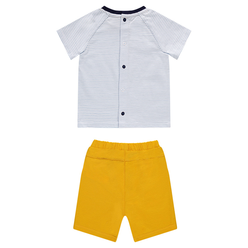 Ensemble avec tee-shirt rayé print éléphant et bermuda en jersey 