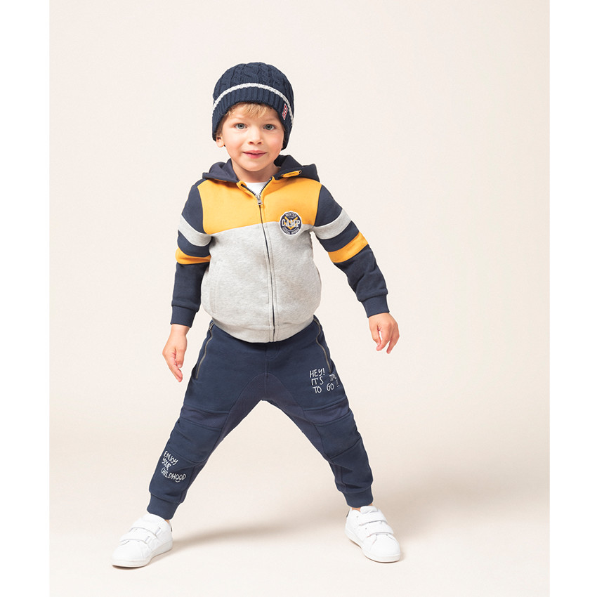 Gilet en molleton tricolore à large inscription printée 