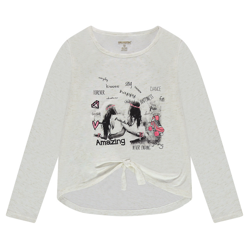 Junior - Tee-shirt manches longues en maille mélangée de fil brillant 