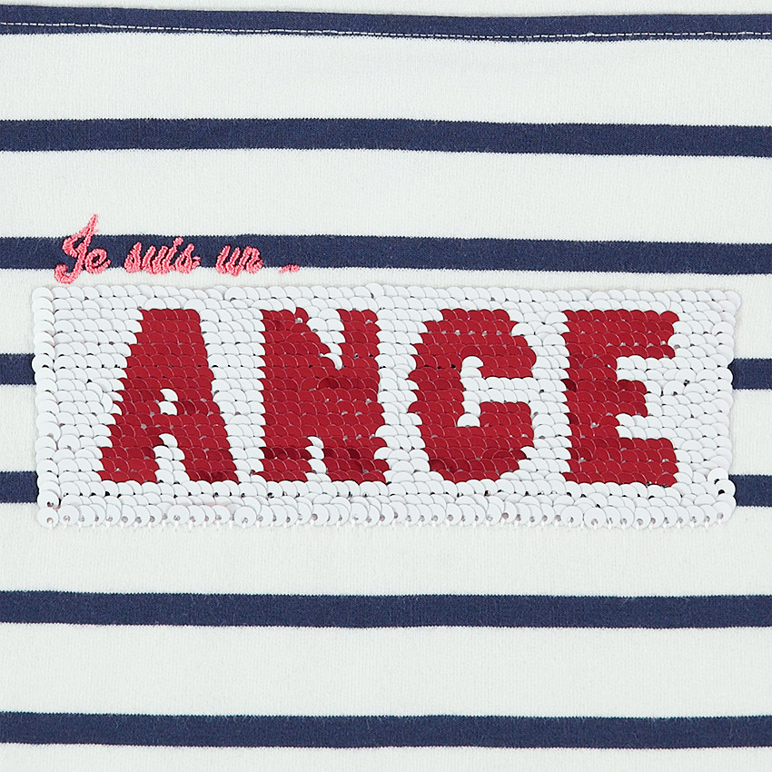 Marinière en molleton léger avec message en sequins magiques 