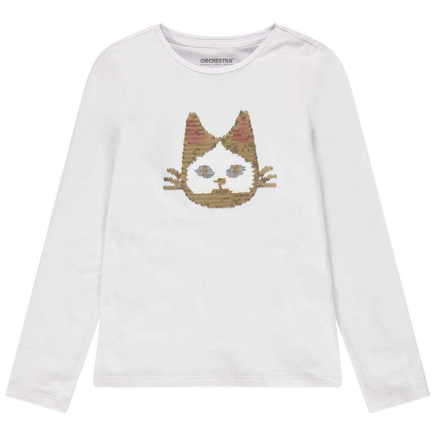 T-shirt manches longues en jersey avec motif en sequins 