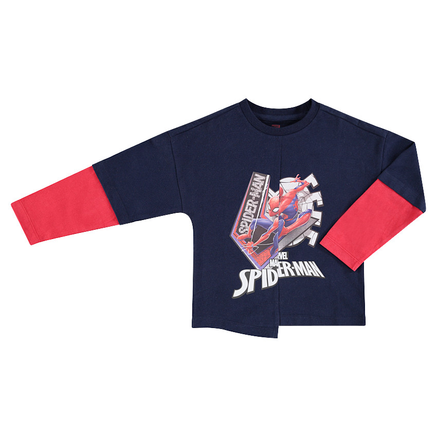 Tee-shirt manches longues effet 2 en 1 print Marvel Spiderman  