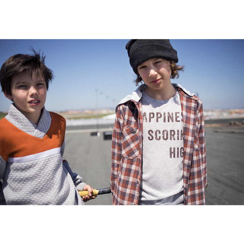 Junior - Chemise manches longues à carreaux en flanelle avec capuche 