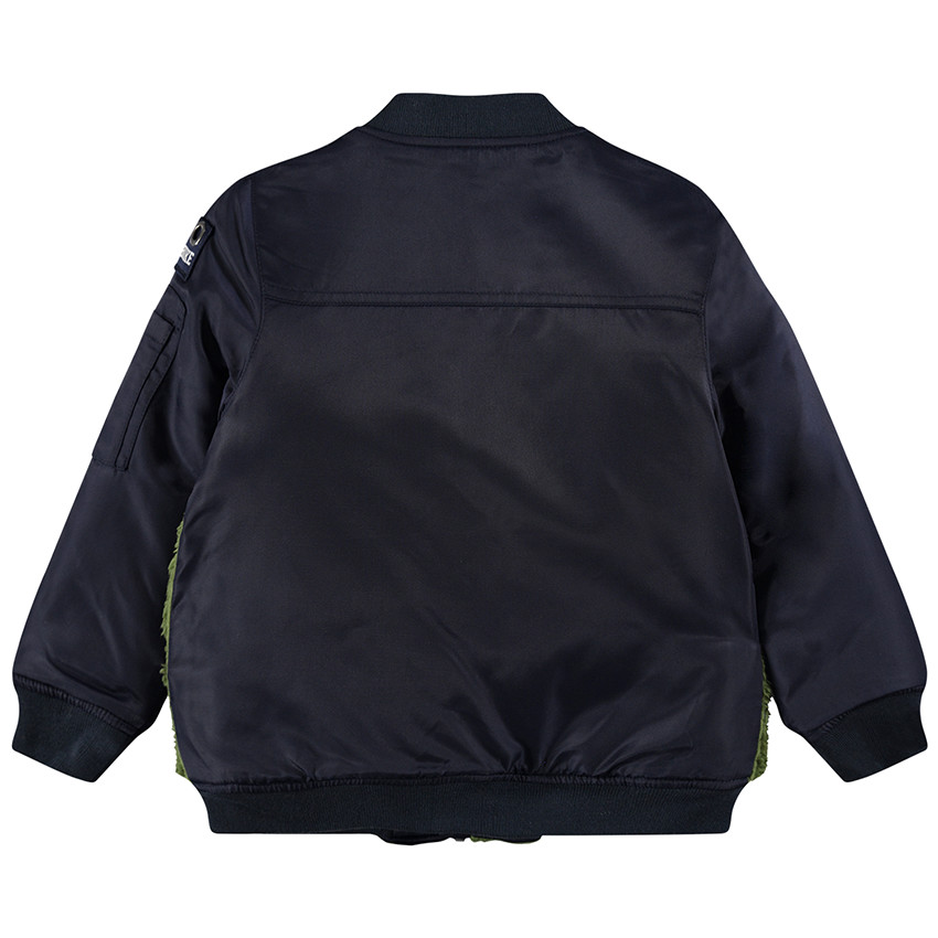 Parka bi-matière avec poches et badges fantaisie 