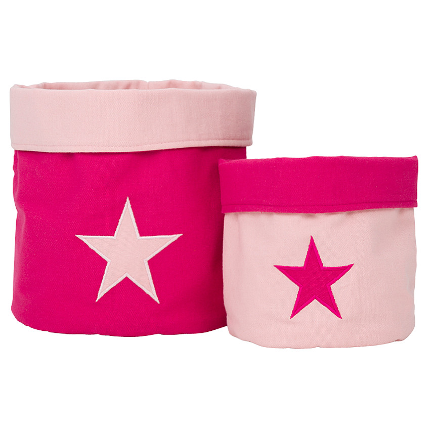 Set de 2 boites de rangement en tissu patch étoile 