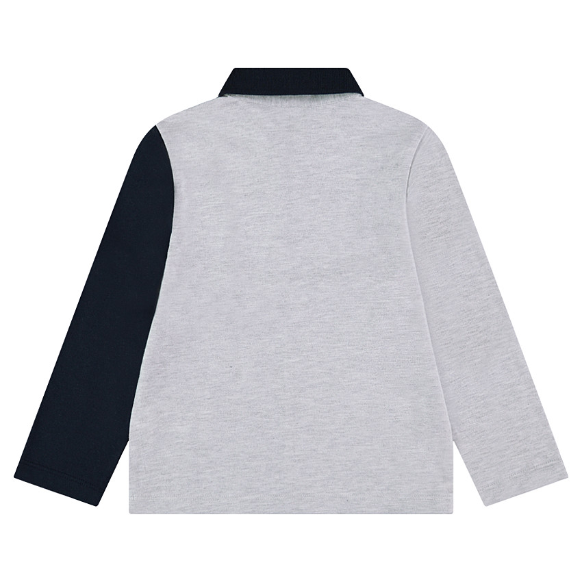 Polo manches longues tricolore avec main printée 