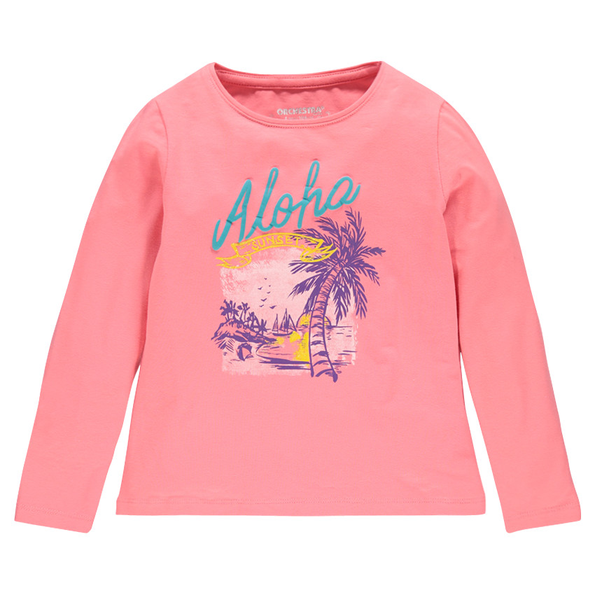Junior - Tee-shirt manches longues print fantaisie pailleté 