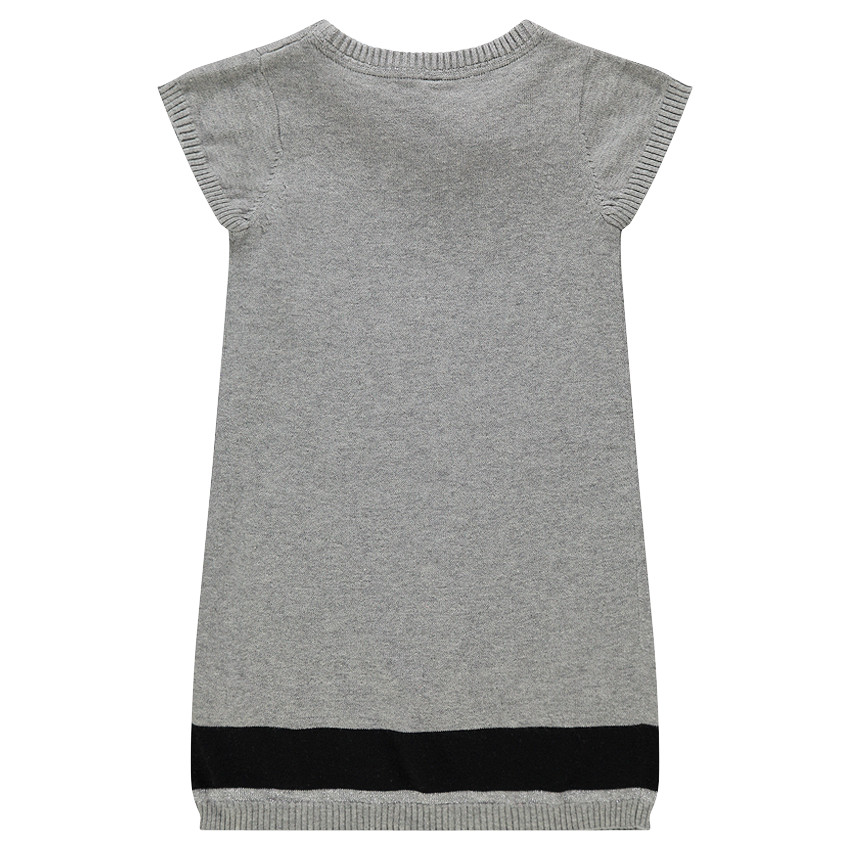 Robe manches courtes en tricot avec message en sequins 