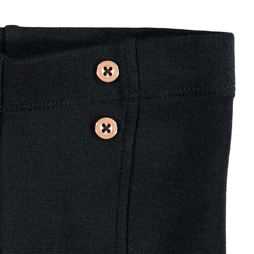 Legging en milano avec boutons dorés et volants 