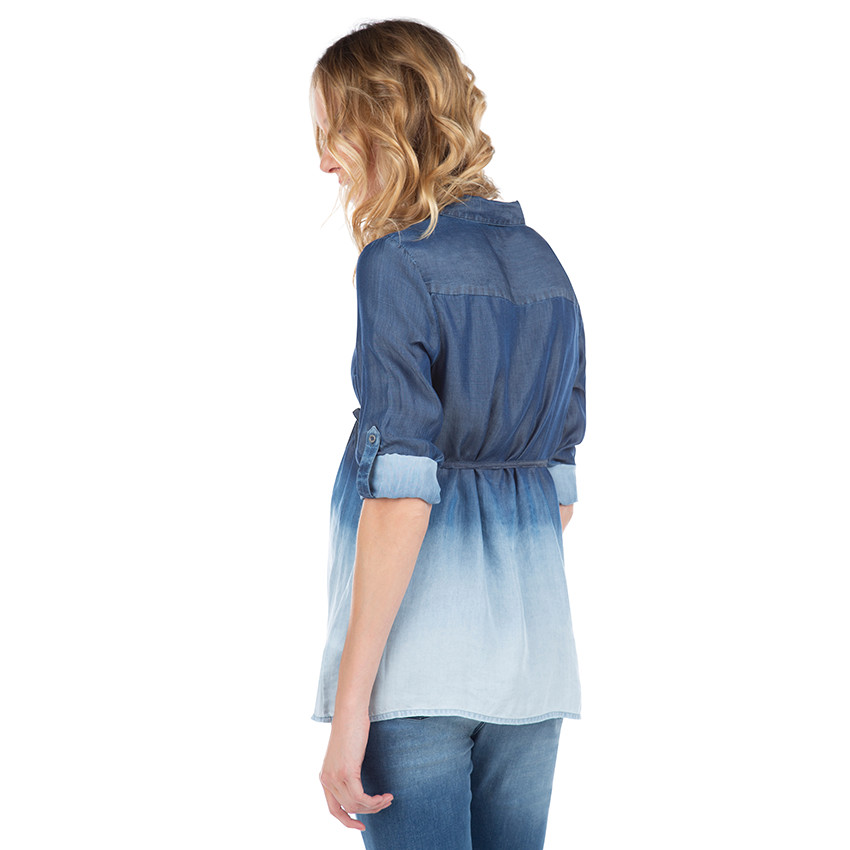 Chemise manches longues en Tencel effet tie and dye 