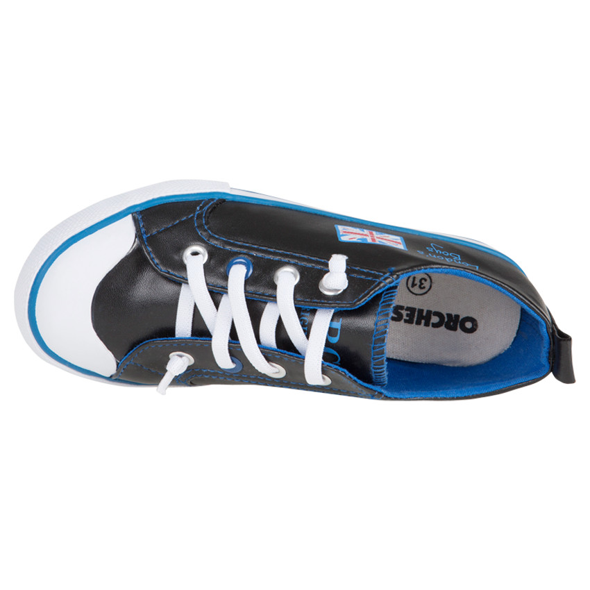 Baskets basses aspect cuir à lacets élastiqués avec print drapeau 