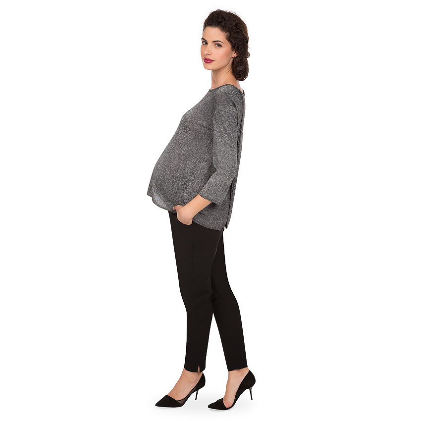 Pull de grossesse en lurex avec pans croisés au dos 