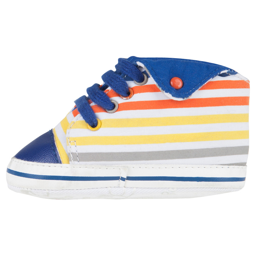 Baskets montantes rayées avec inscription printée  