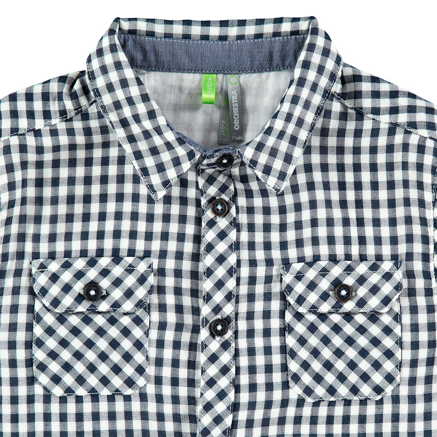 Chemise manches longues à carreaux vichy avec poches 