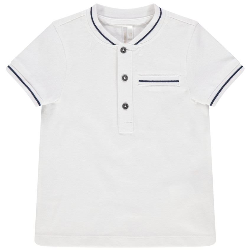 Polo manches courtes en coton bio à rayure contrastée 