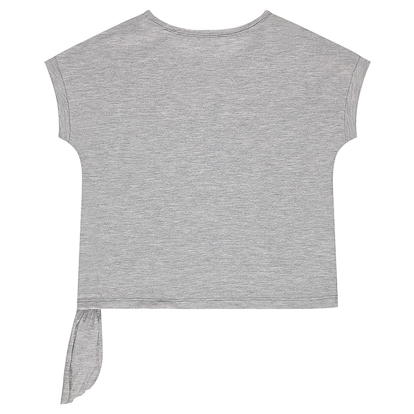 Tee-shirt manches courtes forme boîte avec coeur iridescent patché 