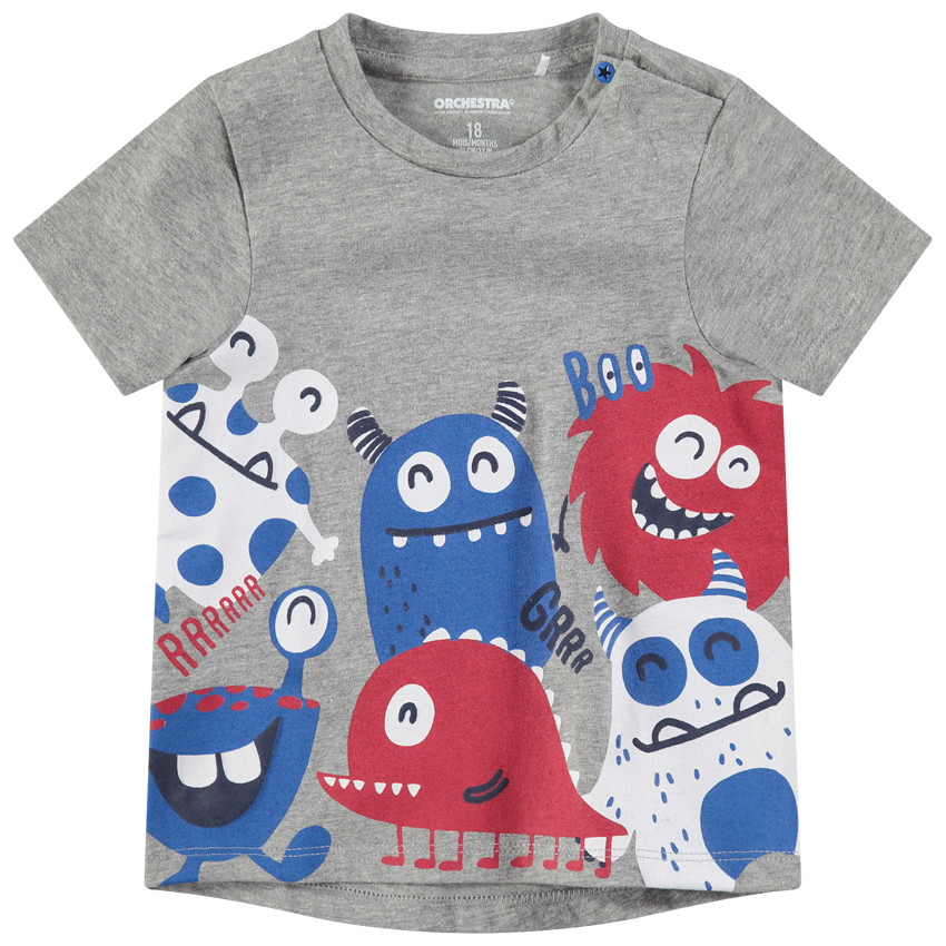 Tee-shirt manches courtes en jersey avec monstres colorés 