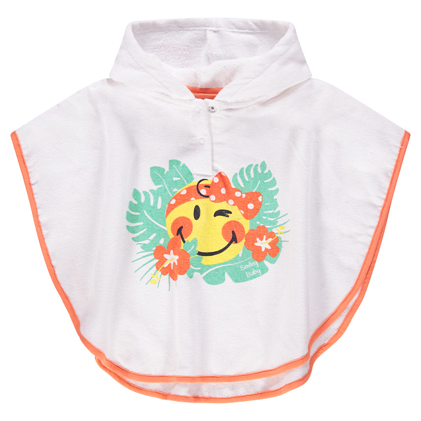 Cape de bain en éponge avec col pressionné et print Smiley 