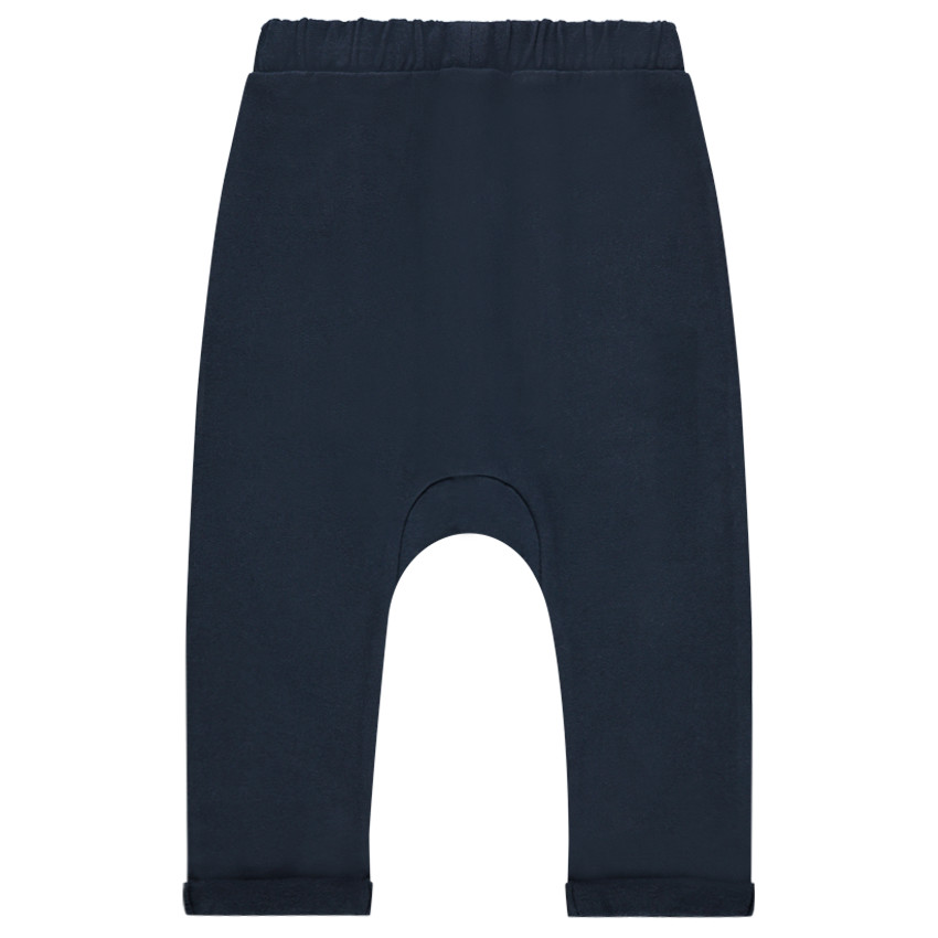 Pantalon de jogging en molleton uni avec nuage printé sur les genoux 