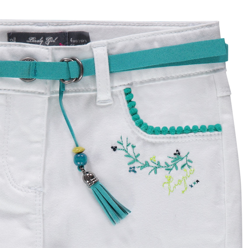 Capri van katoensatijn met afneembare riem 