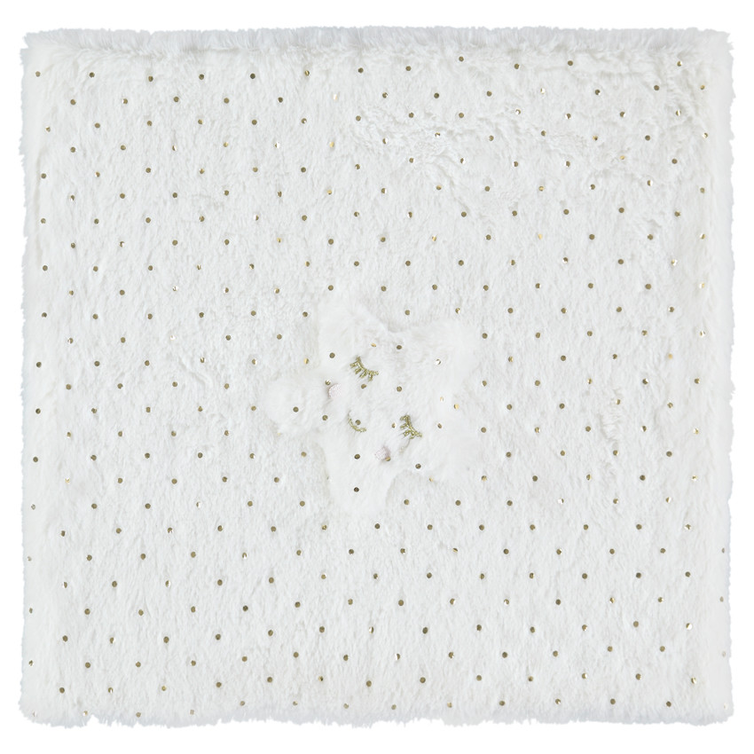 Doudou plat en sherpa imprimé pois avec étoile fantaisie 